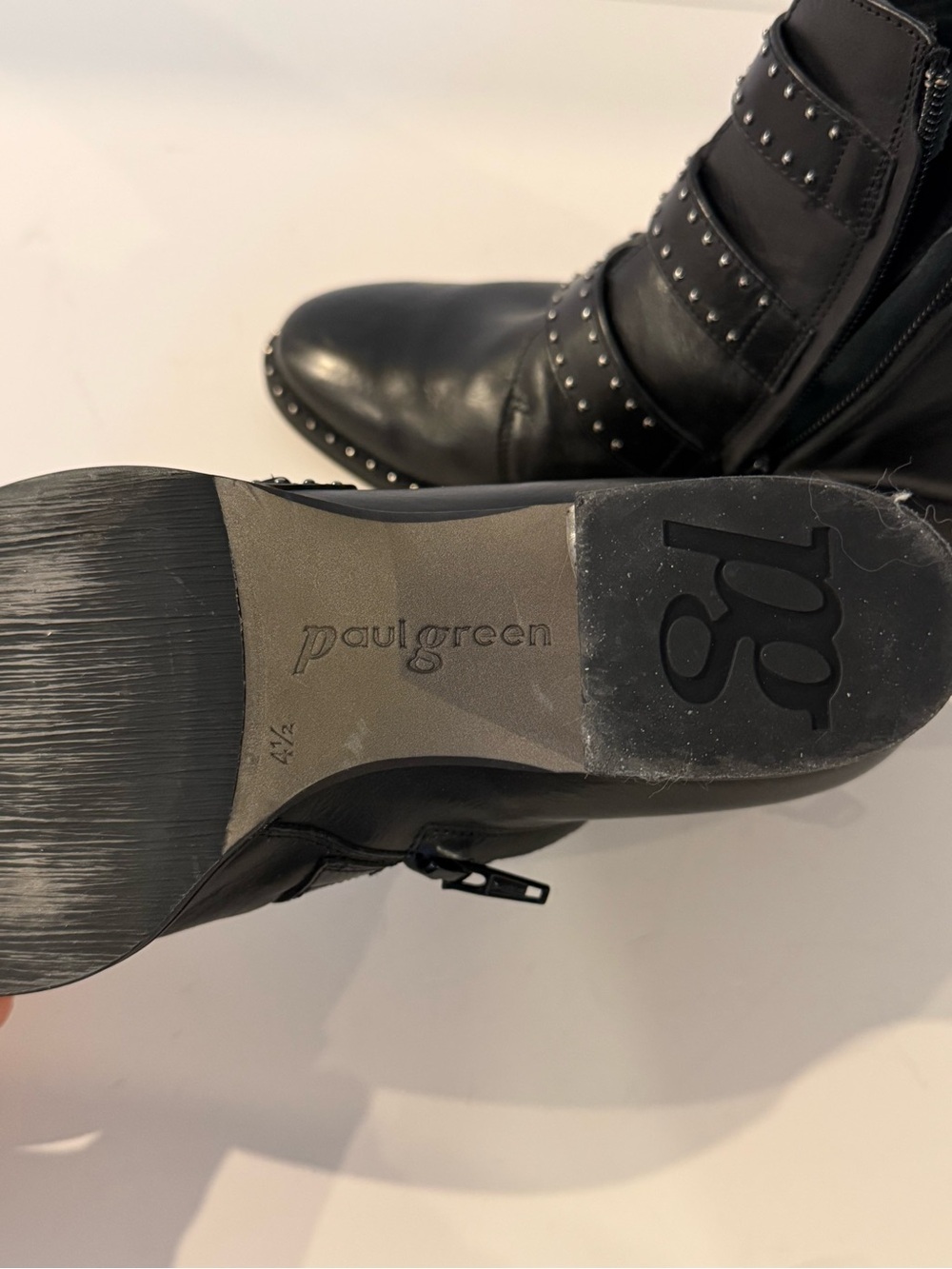 Paul Green Black Studded Triple-Buckle Ankle Boots - Picture 2 of 7